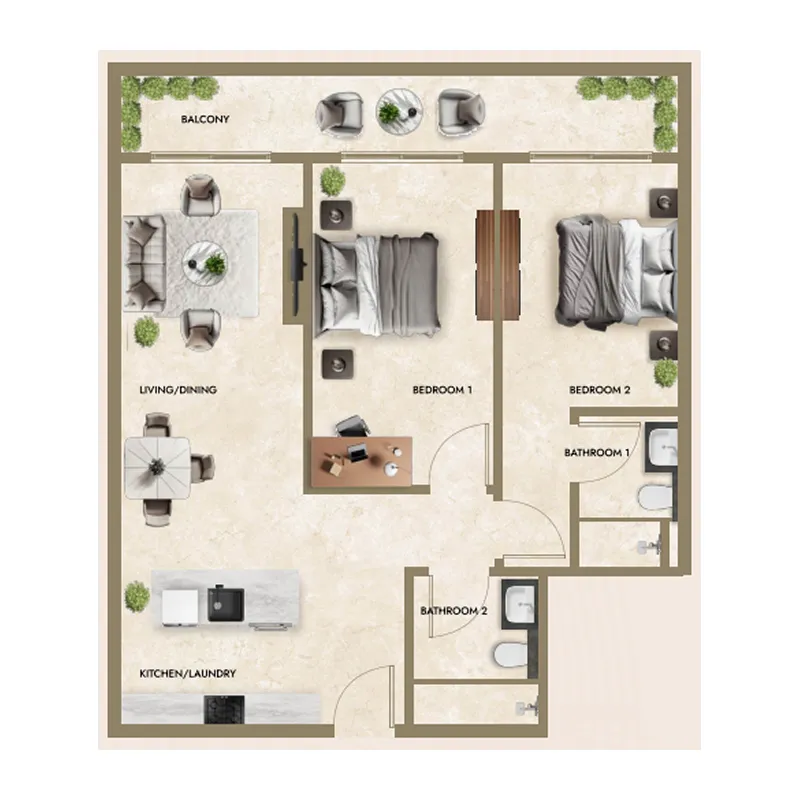 Floor plan — 2 BR
