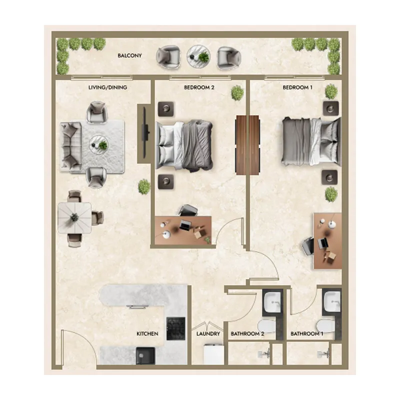 Floor plan — 2 BR