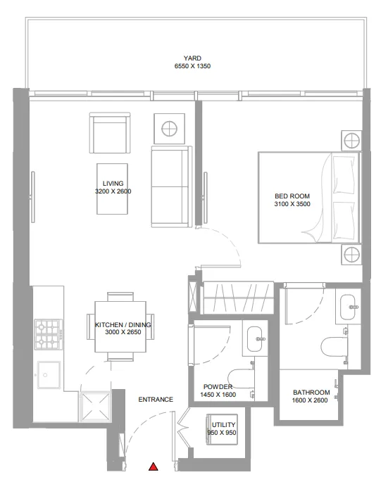 Floor plan — 1 BR
