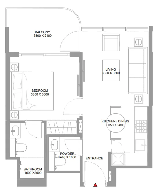 Floor plan — 1 BR