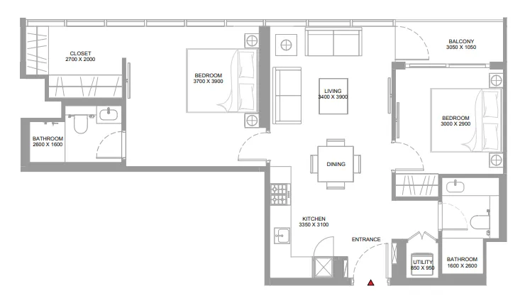 Floor plan — 2 BR