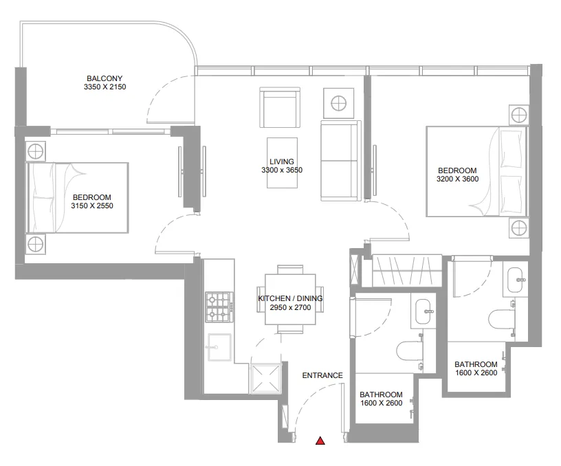 Floor plan — 2 BR