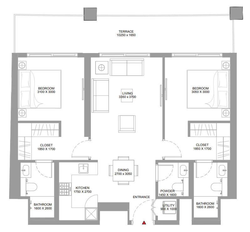 Floor plan — 2 BR