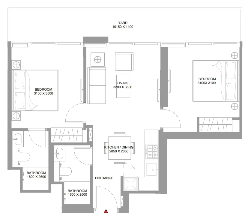 Floor plan — 2 BR