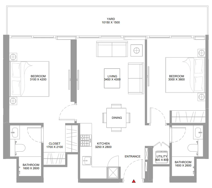 Floor plan — 2 BR
