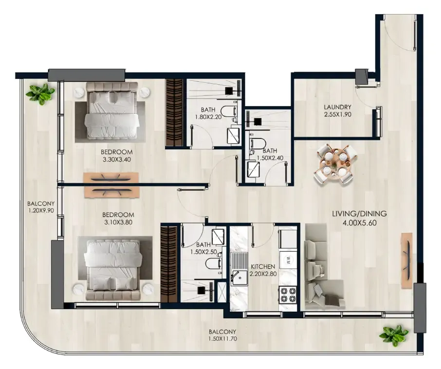 Floor plan — 2.5 BR