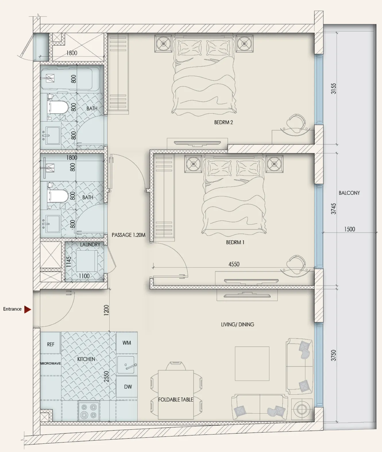 Floor plan — 2 BR