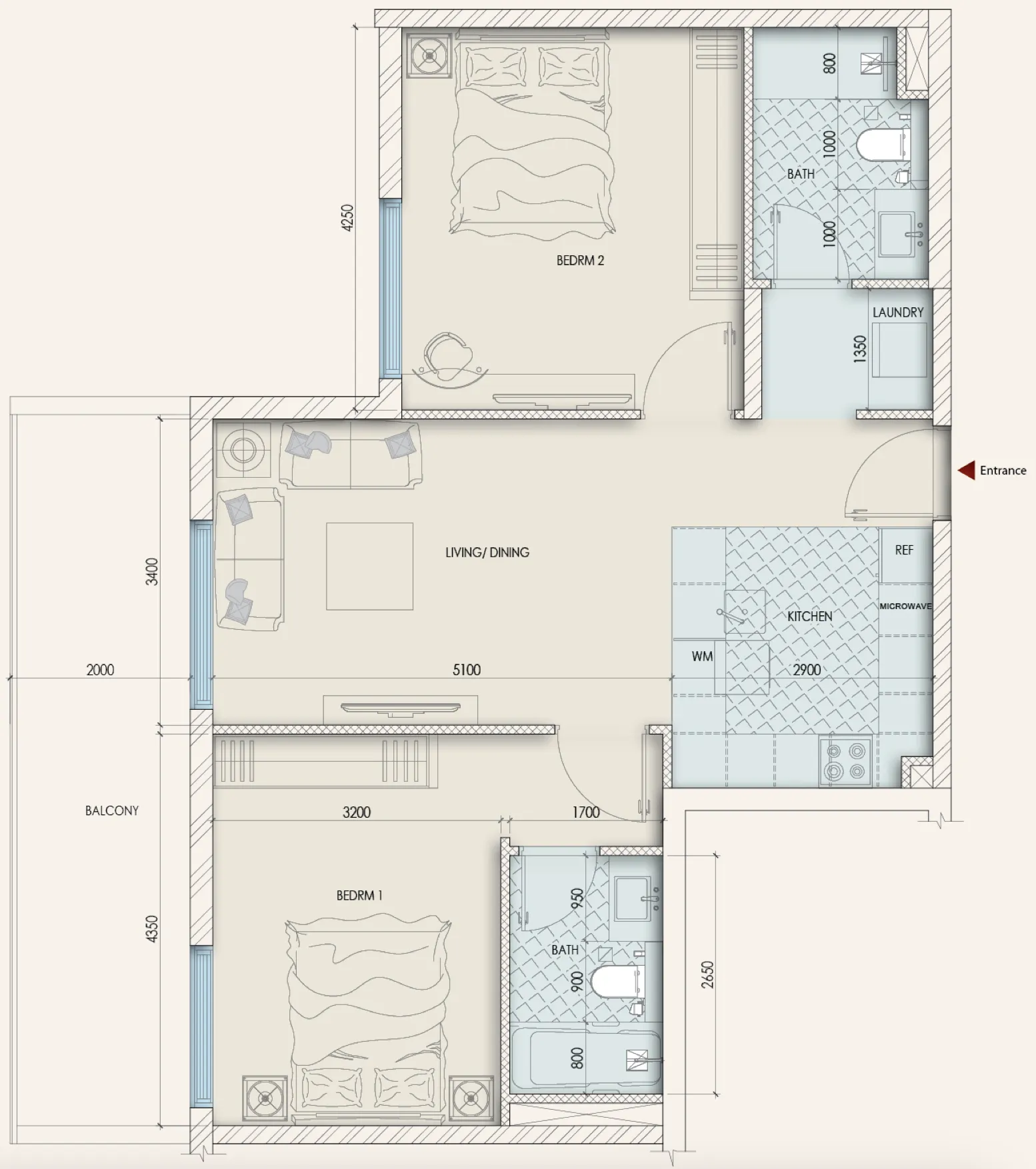 Floor plan — 2 BR