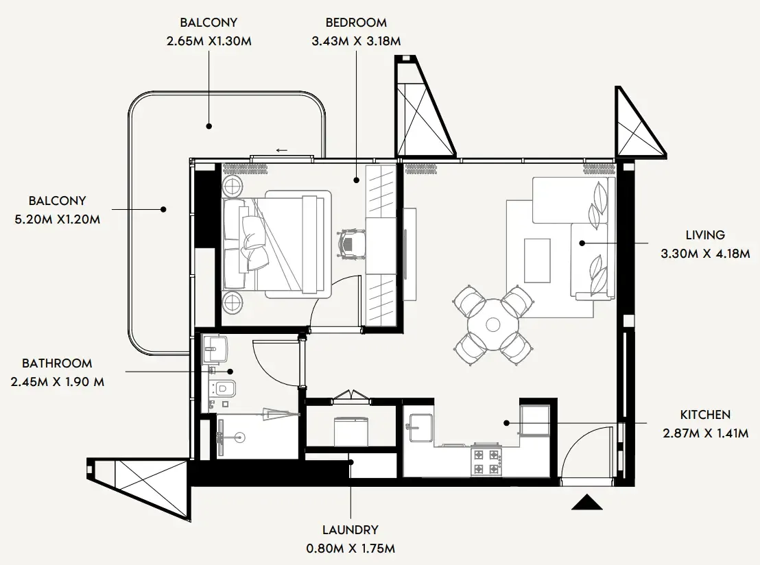 Floor plan — 1 BR