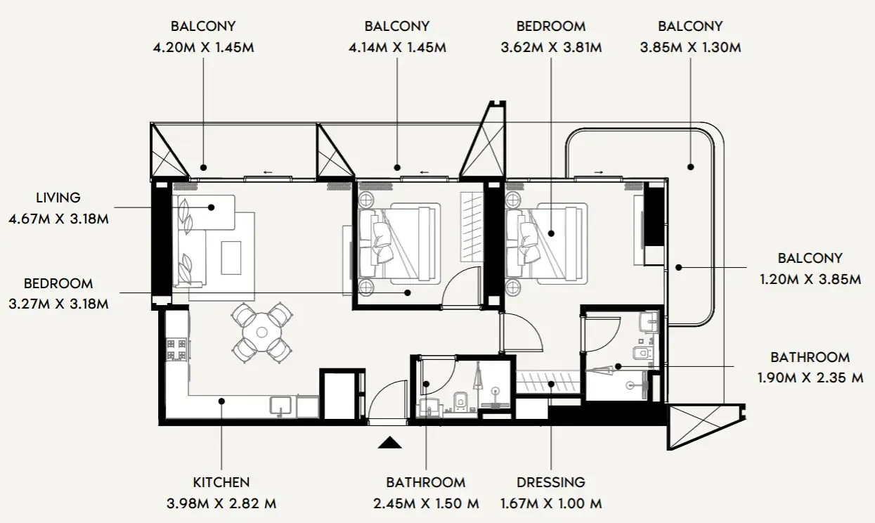 Floor plan — 2 BR