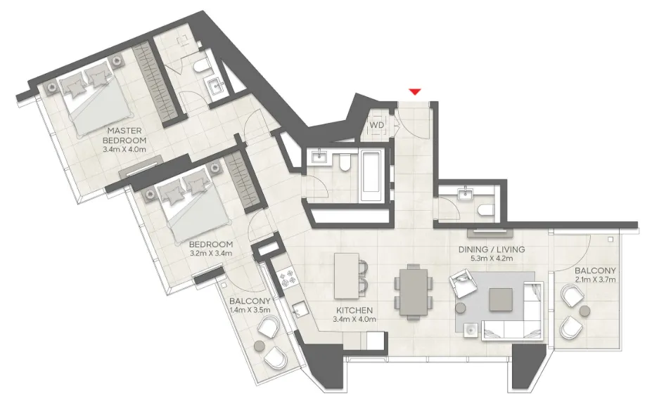 Floor plan — 2 BR