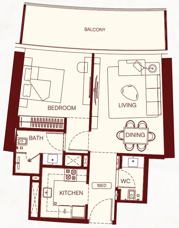 Floor plan — 1 BR