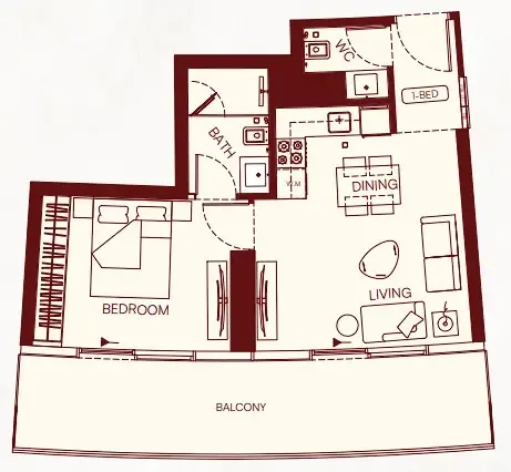 Floor plan — 1 BR