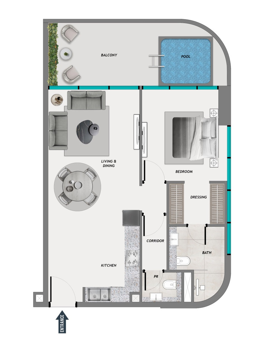Floor plan — 1 BR