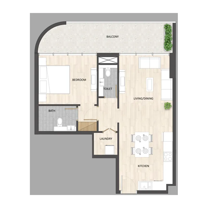 Floor plan — 1 BR