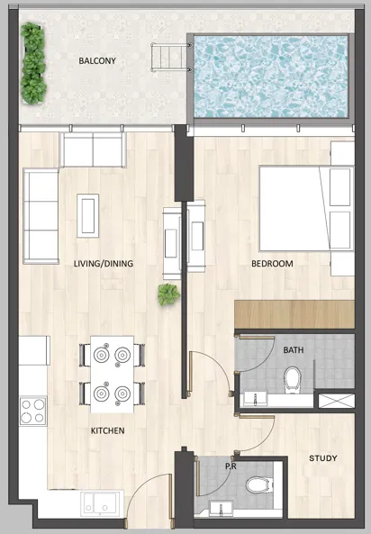 Floor plan — 1 BR