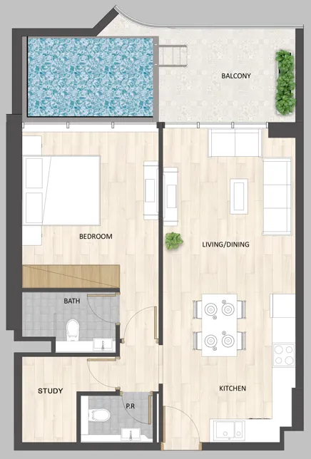 Floor plan — 1 BR
