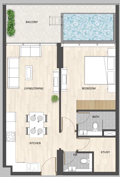 Floor plan — 1 BR