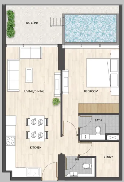 Floor plan — 1 BR