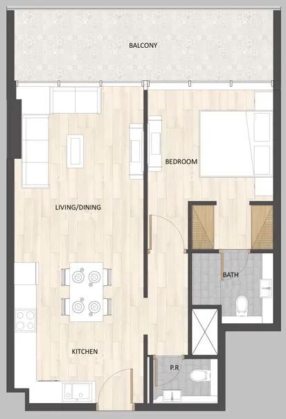 Floor plan — 1 BR