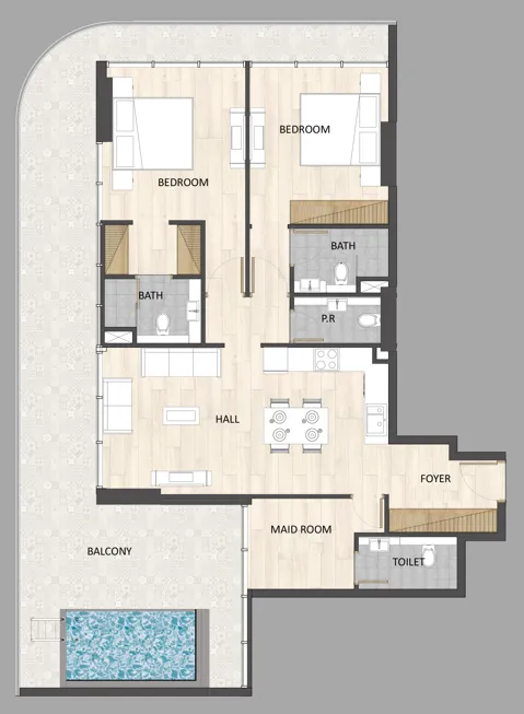Floor plan — 2 BR