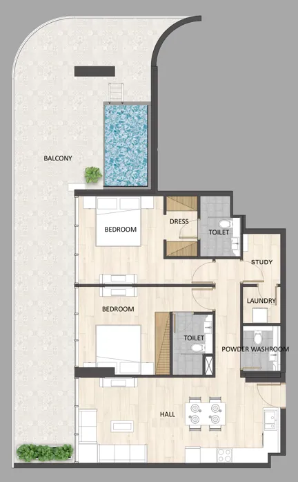 Floor plan — 2 BR