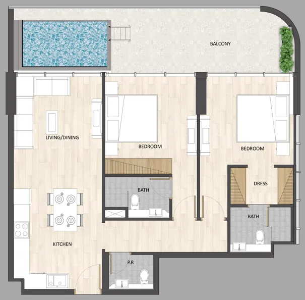 Floor plan — 2 BR