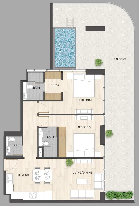 Floor plan — 2 BR