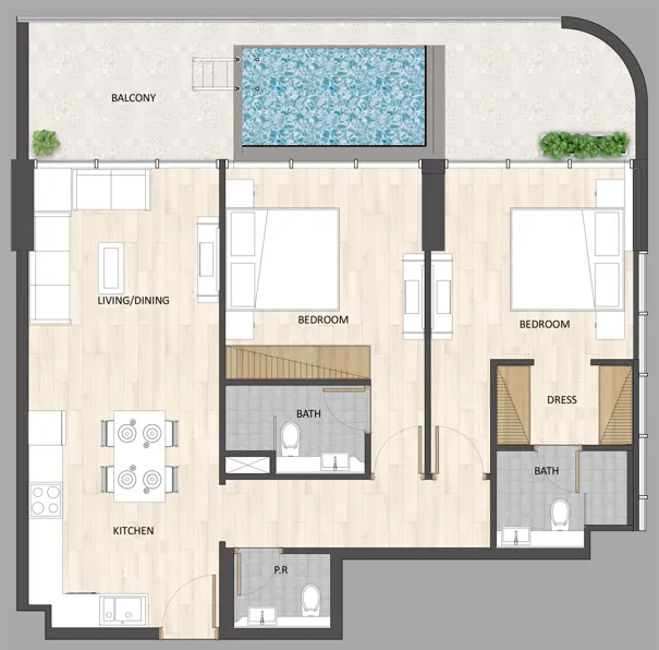 Floor plan — 2 BR