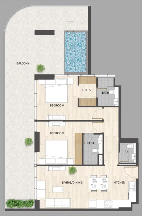 Floor plan — 2 BR