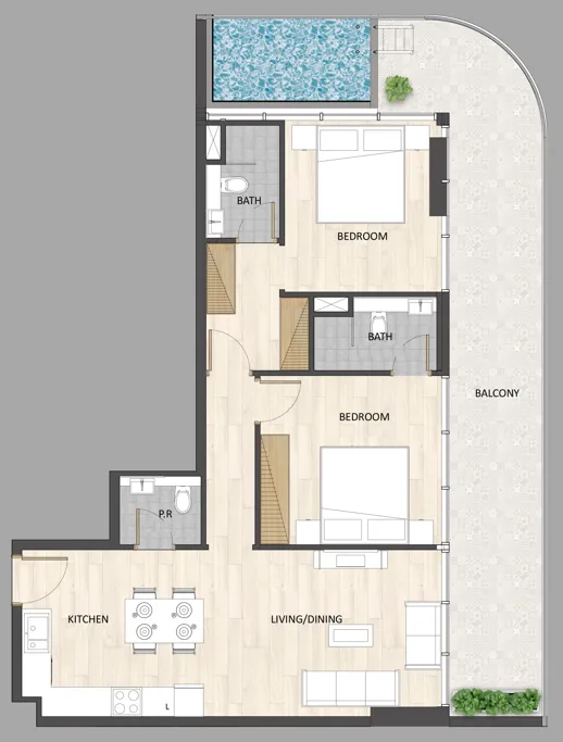 Floor plan — 2 BR