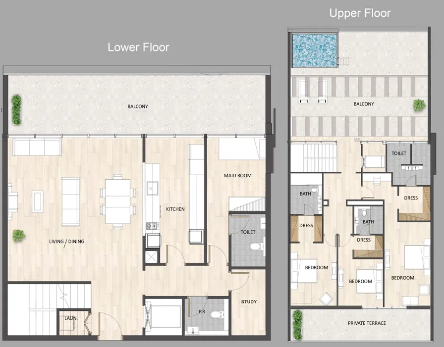 Floor plan — 3 BR