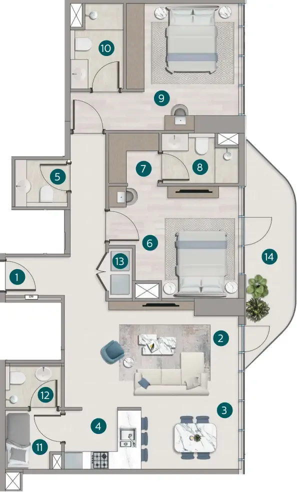 Floor plan — 2 BR