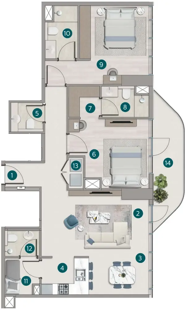 Floor plan — 2 BR