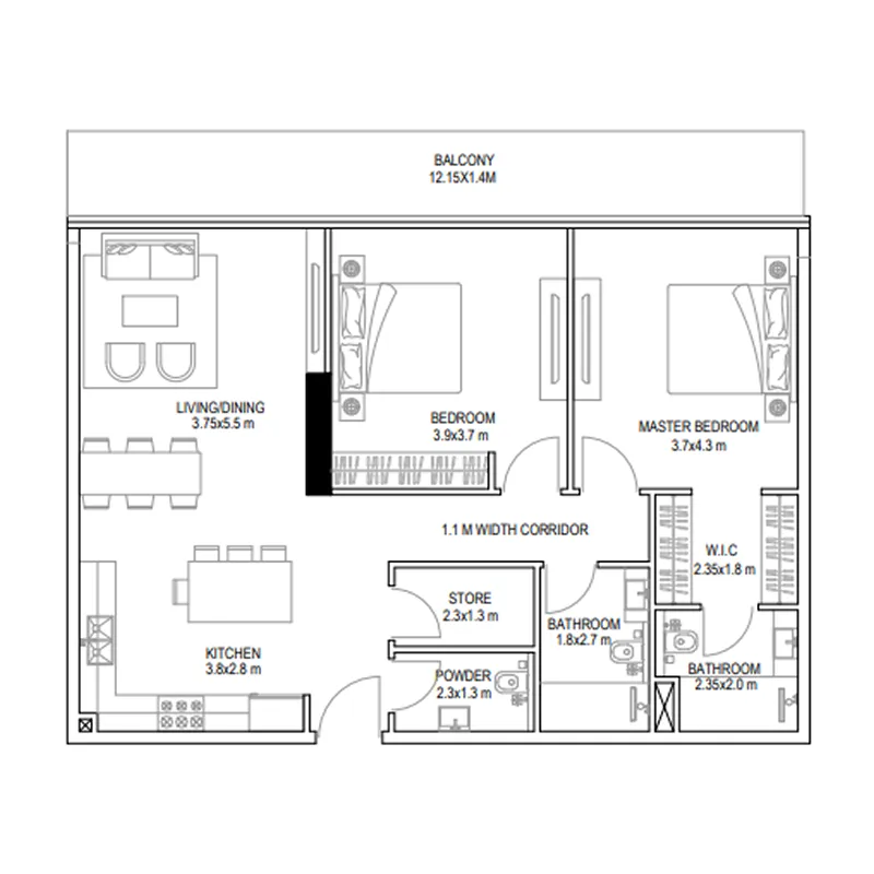 Floor plan — 2 BR