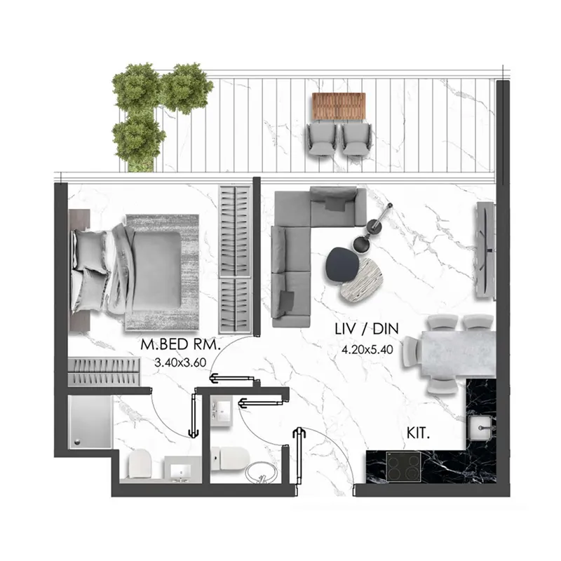 Floor plan — 1 BR