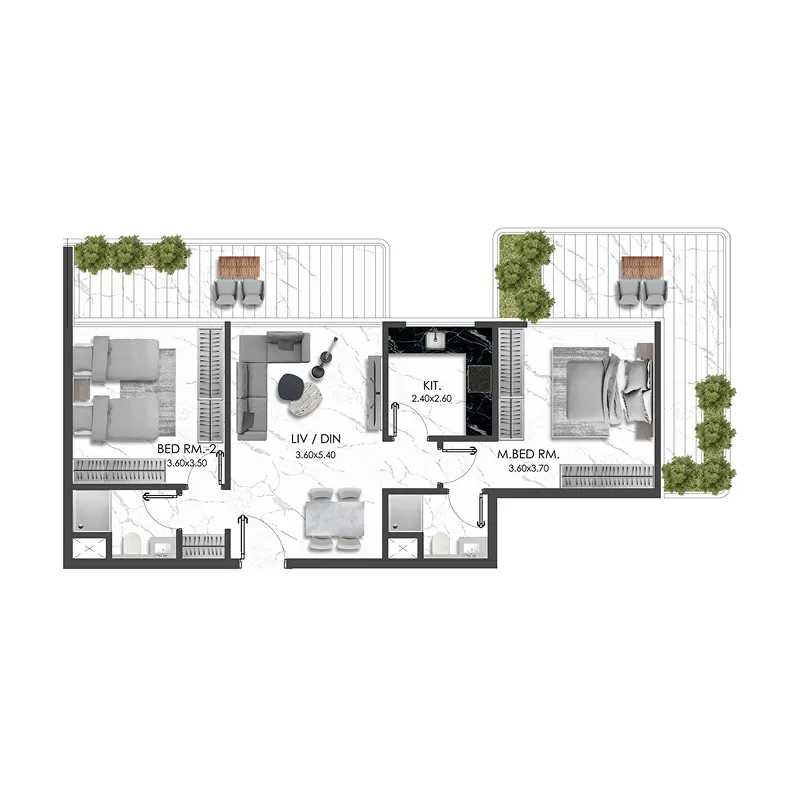 Floor plan — 2 BR