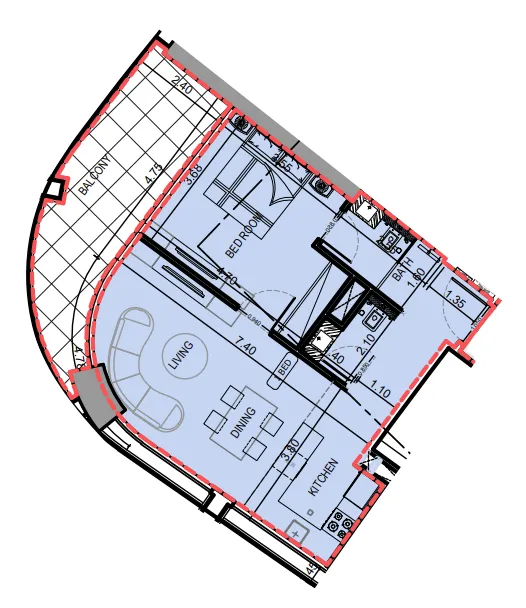 Floor plan — 1 BR