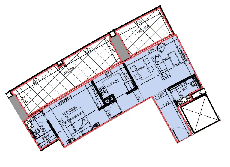 Floor plan — 1 BR