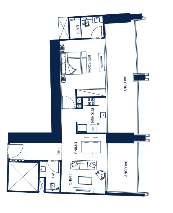 Floor plan — 1 BR