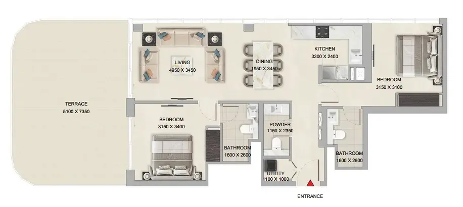 Floor plan — 2 BR