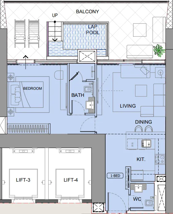 Floor plan — 1 BR