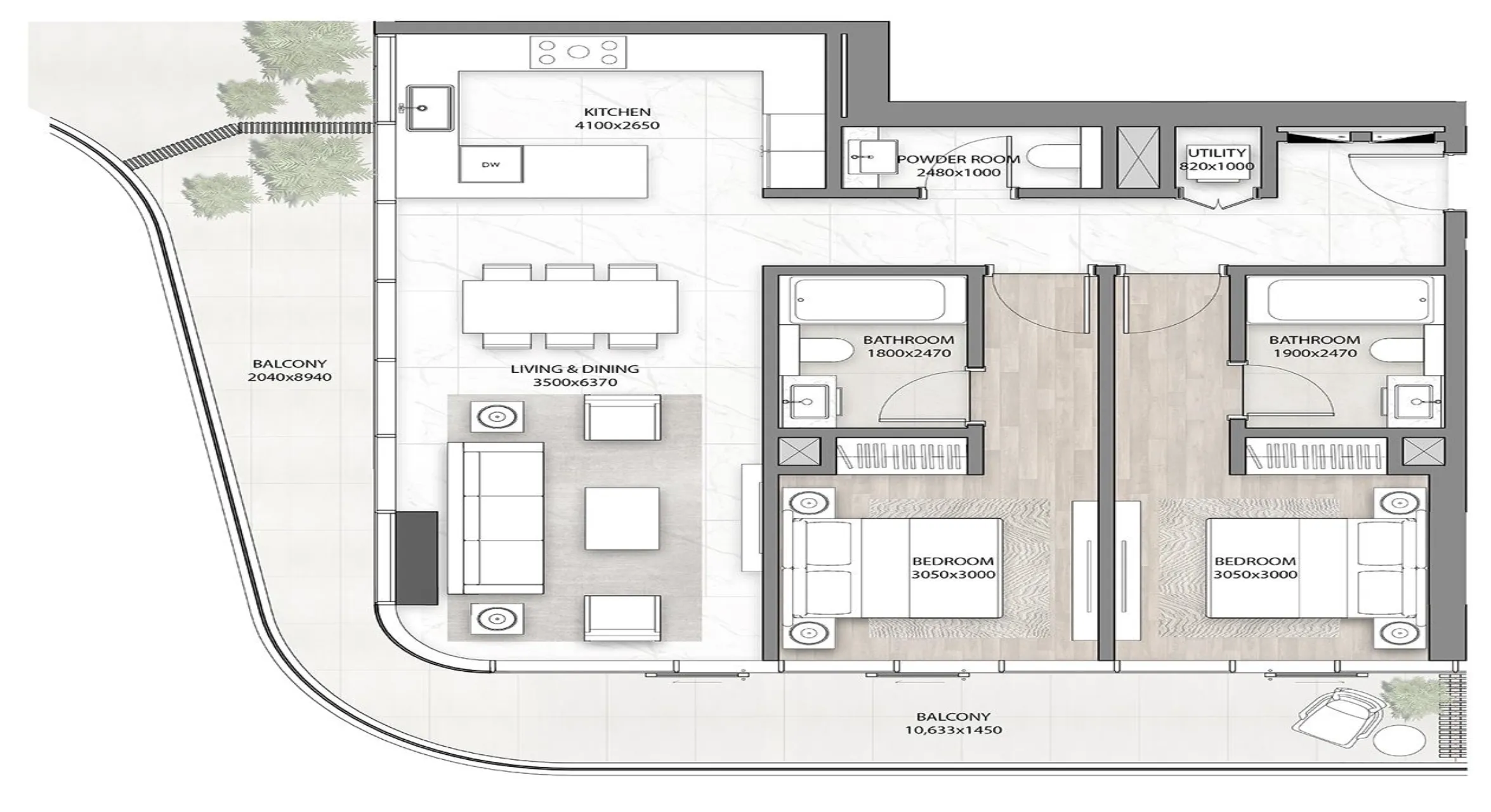 Floor plan — 2 BR