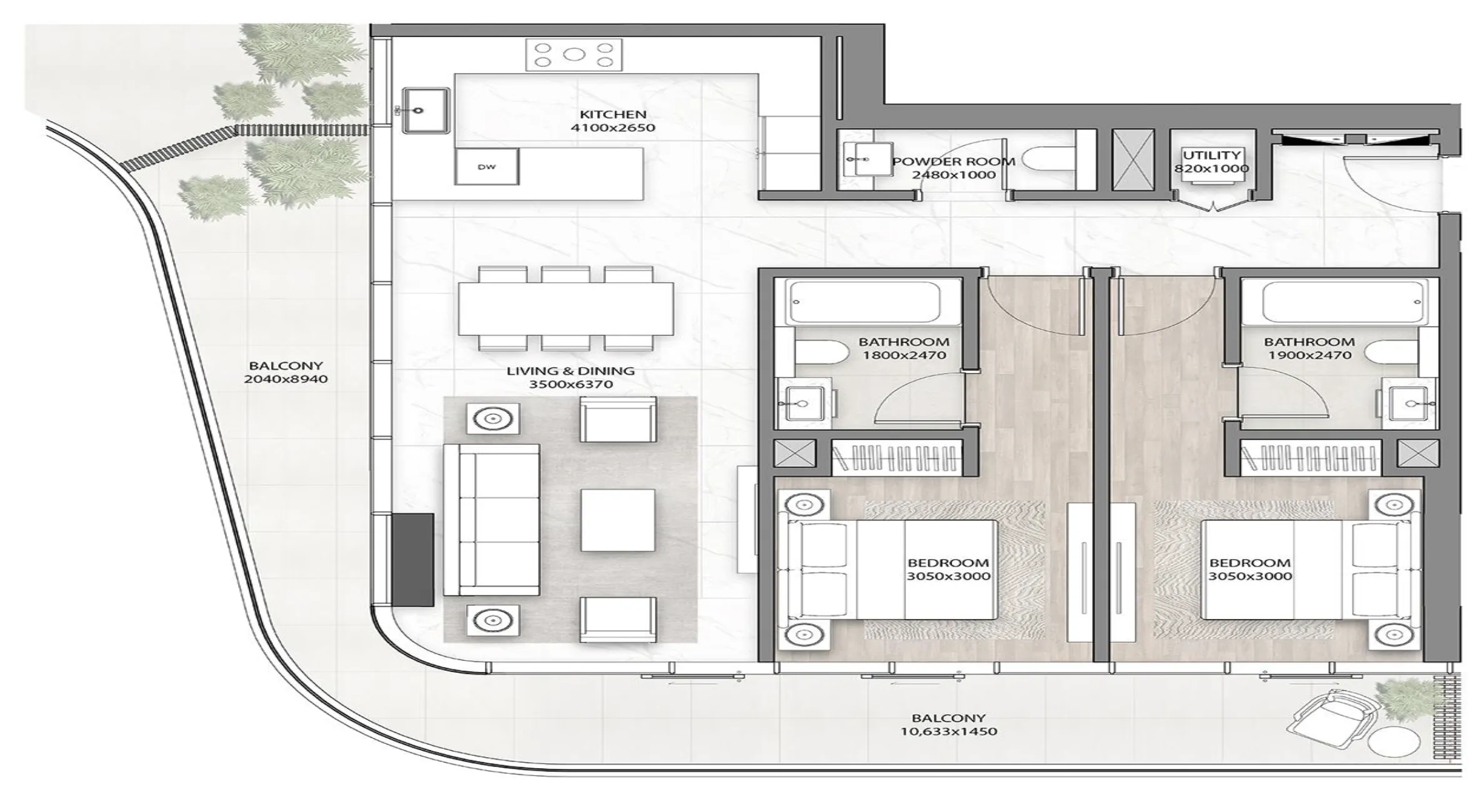 Floor plan — 2 BR