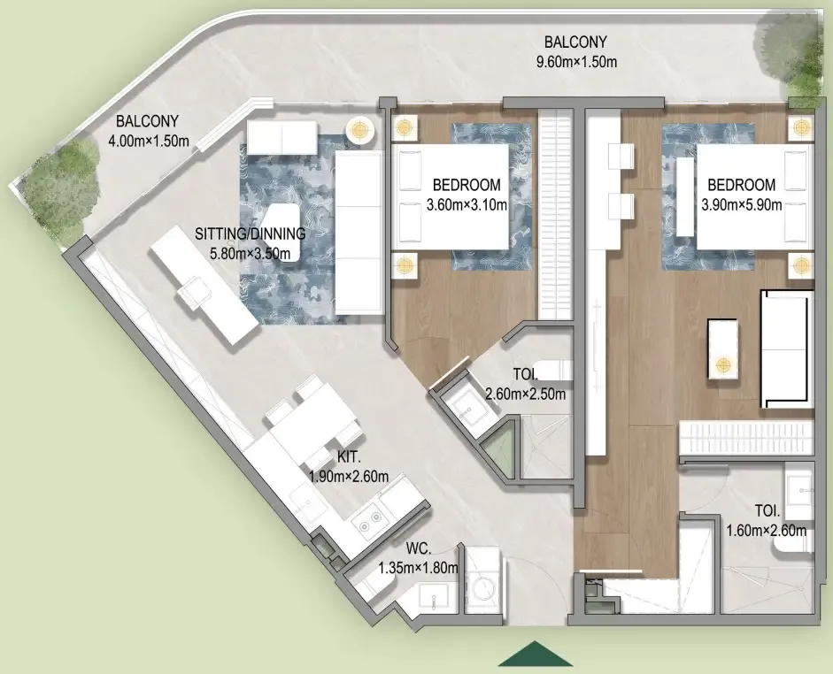Floor plan — 2 BR