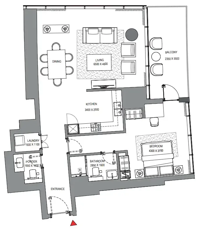 Floor plan — 1 BR