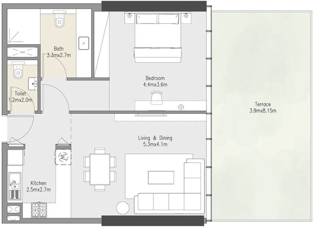 Floor plan — 1 BR