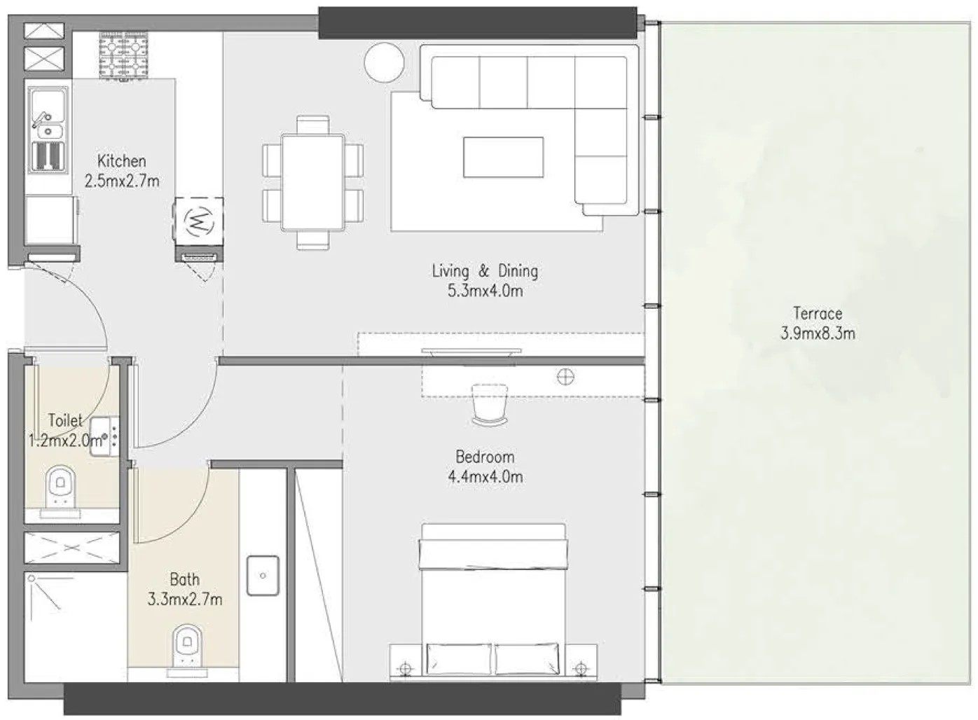 Floor plan — 1 BR