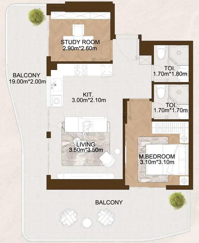 Floor plan — 1.5 BR