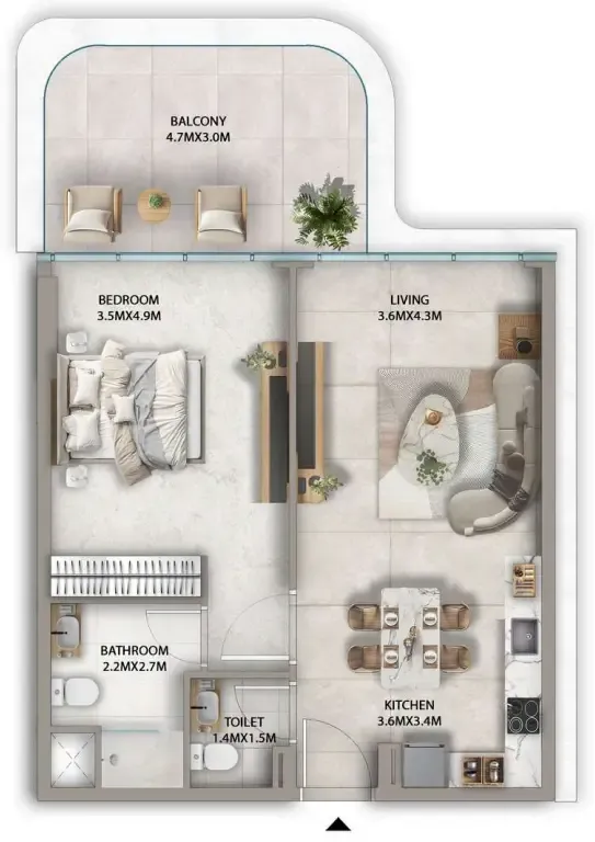 Floor plan — 1 BR